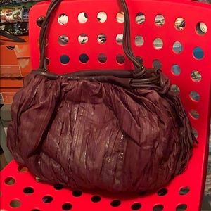 Anthropologie Eggplant Crinkle Leather Bag